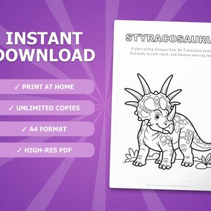 スティラコサウルス恐竜アクティビティセット｜ぬりえ、ワークシート、豆知識（PDF） 画像 4