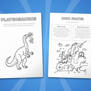 Plateosaurus Dinosaur Activity Bundle | Printable Coloring Pages, Worksheets & Facts for Kids | Preschool Homeschool | Instant PDF image 5