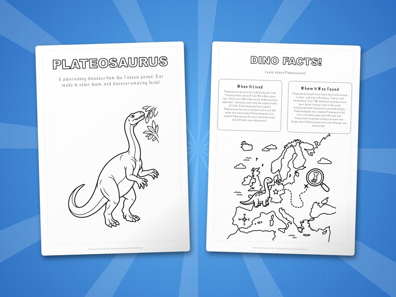 Plateosaurus Dinosaur Activity Bundle | Printable Coloring Pages, Worksheets & Facts for Kids | Preschool Homeschool | Instant PDF image 5