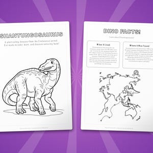 Shantungosaurus Dinosaur Activity Bundle | Coloring Pages, Worksheets, Facts (PDF Download) image 5