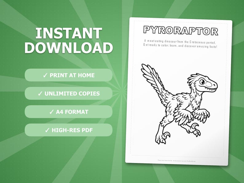 Pyroraptor Dinosaur Activity Bundle | Coloring Pages, Worksheets, Facts (PDF Download) image 4