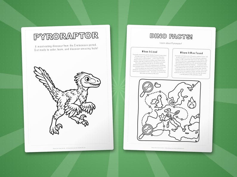 Pyroraptor Dinosaur Activity Bundle | Coloring Pages, Worksheets, Facts (PDF Download) image 5