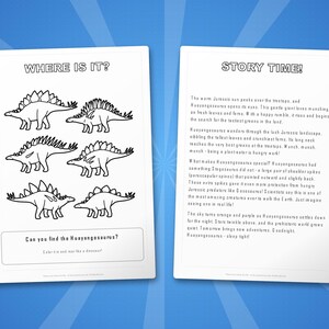 Zestaw aktywności z dinozaurem Huayangosaurus | Kolorowanki, arkusze ćwiczeń i ciekawostki do druku dla dzieci | Edukacja domowa dla przedszkolaków | Natychmiastowy plik PDF zdjęcie 6