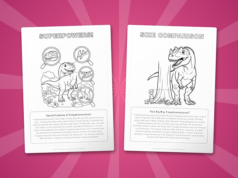 Paquete de actividades sobre el dinosaurio Yangchuanosaurus / Páginas para colorear, hojas de trabajo, datos interesantes (descarga en PDF) imagen 8