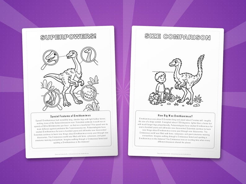 Ornithomimus Dinosaur Activity Bundle | Coloring Pages, Worksheets, Facts (PDF) image 8