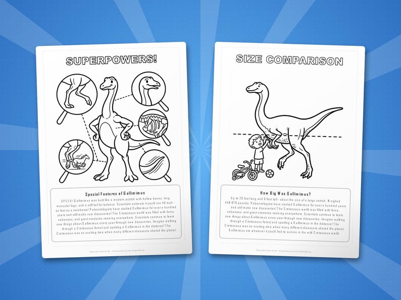 Gallimimus Dinosaur Activity Bundle | Coloring Pages, Worksheets, Facts (PDF Download) image 8
