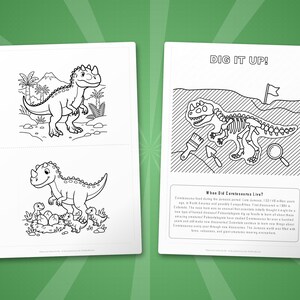 Ceratosaurus-dinosaurus activiteitenbundel | Kleurplaten, werkbladen, feiten (pdf-download) afbeelding 7