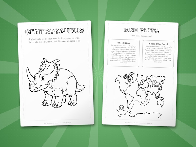 Centrosaurus Dinosaur Activity Bundle | Coloring Pages, Worksheets, Facts (PDF Download) image 5