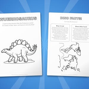 Wuerhosaurus Dinosaur Activity Bundle | Printable Coloring Pages, Worksheets & Facts for Kids | Preschool Homeschool | Instant PDF image 5