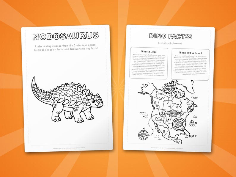 Nodosaurus Dinosaur Activity Bundle | Coloring Pages, Worksheets, Facts (PDF) image 5