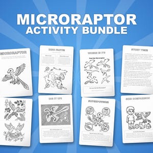 Ensemble d'activités dinosaure microraptor | Coloriages à imprimer, feuilles d'exercices et faits divers pour les enfants | Préscolaire École à la maison | PDF instantané image 1