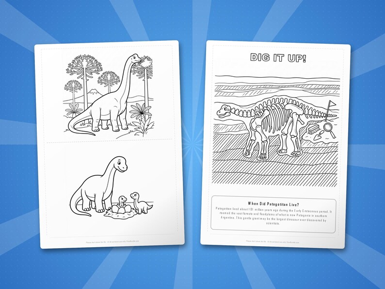 Patagotitan Dinosaur Activity Bundle | Printable Coloring Pages, Worksheets (PDF Download) image 7
