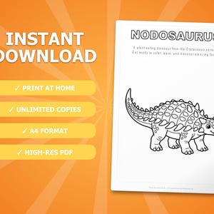 Nodosaurus Dinosaur Activity Bundle | Coloring Pages, Worksheets, Facts (PDF) image 4