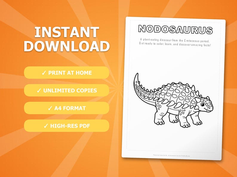 Nodosaurus Dinosaur Activity Bundle | Coloring Pages, Worksheets, Facts (PDF) image 4