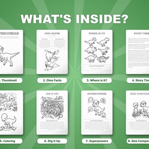Paquete de actividades sobre el dinosaurio Stegoceras / Páginas para colorear, hojas de trabajo, datos interesantes (descarga en PDF) imagen 2
