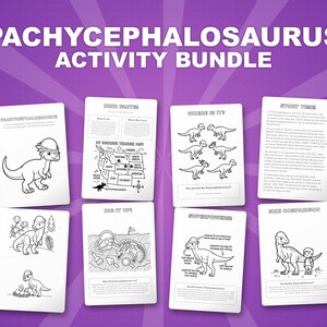 Pachycephalosaurus Dinosaur Activity Bundle | Coloring Pages, Worksheets, Facts (PDF) image 1