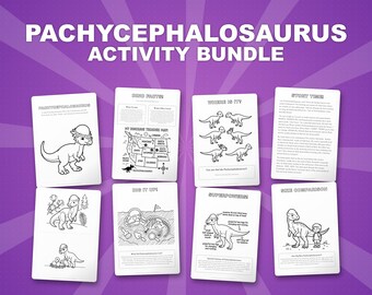 パキケファロサウルス恐竜アクティビティセット｜ぬりえ、ワークシート、豆知識（PDF）