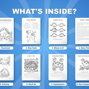 Activiteitsbundel lexoviosaurus dinosaurus | Afdrukbare kleurplaten, werkbladen en weetjes voor kinderen | Thuisonderwijs voorschoolse opvang | Directe pdf afbeelding 2