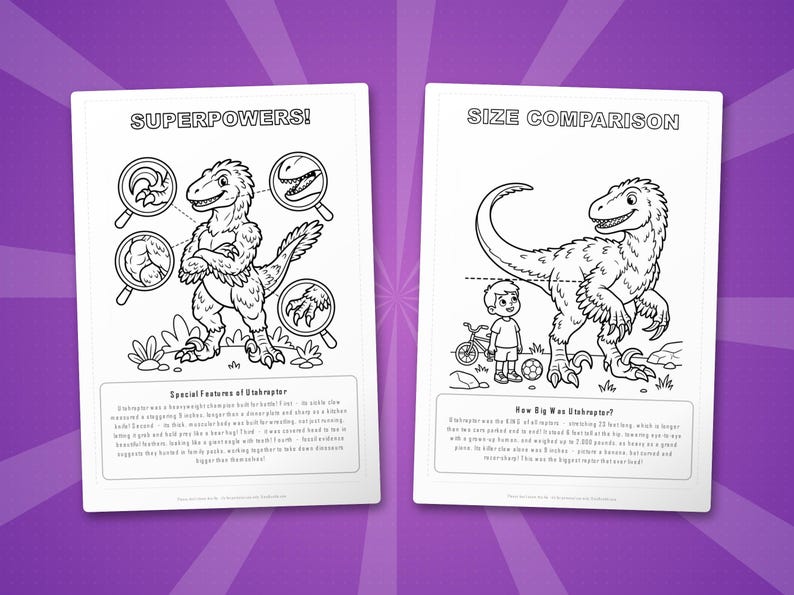 Utahraptor Dinosaur Activity Bundle | Coloring Pages, Worksheets, Facts (PDF Download) image 8
