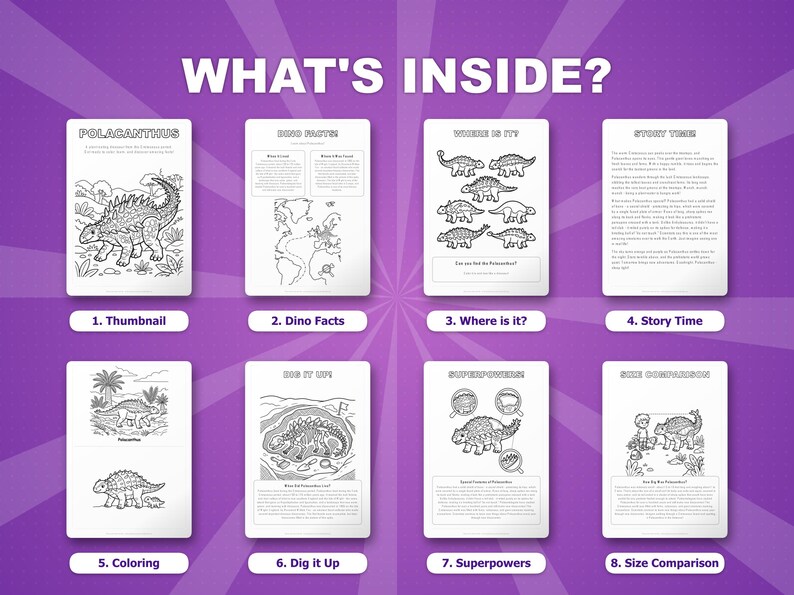 Polacanthus Dinosaur Activity Bundle | Coloring Pages, Worksheets, Facts (PDF Download) image 2