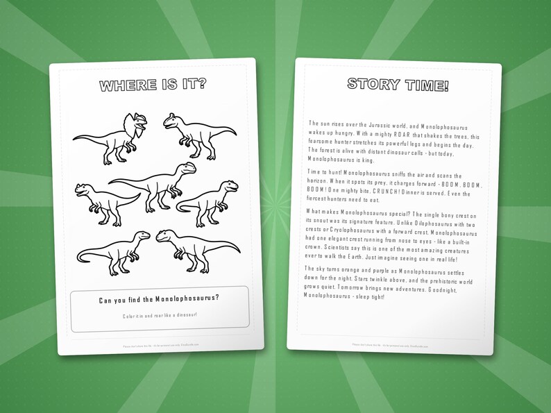 Monolophosaurus Dinosaur Activity Bundle | Coloring Pages, Worksheets, Facts (PDF) image 6