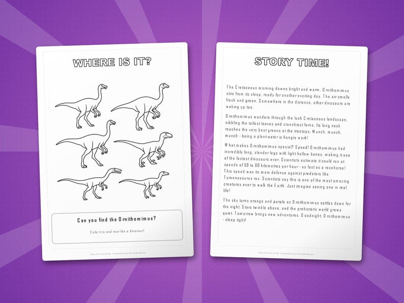 Ornithomimus Dinosaur Activity Bundle | Coloring Pages, Worksheets, Facts (PDF) image 6