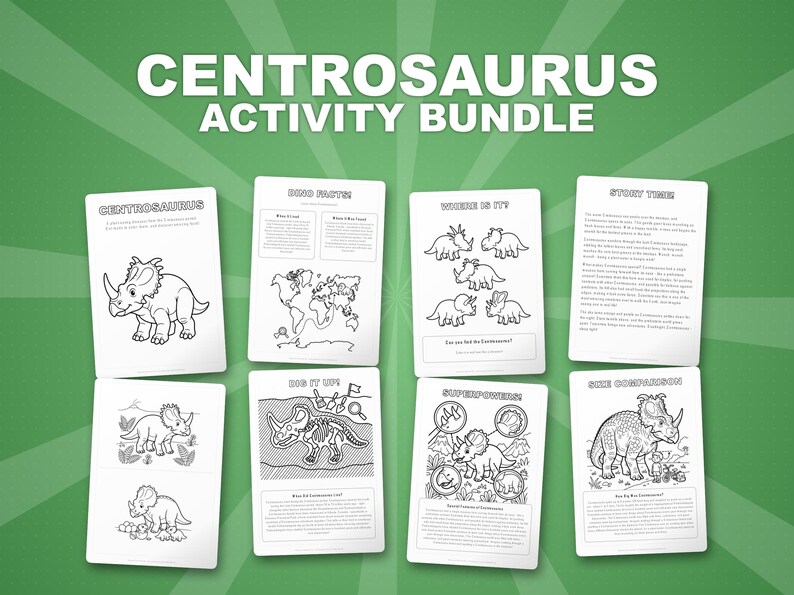 Centrosaurus Dinosaur Activity Bundle | Coloring Pages, Worksheets, Facts (PDF Download) image 1