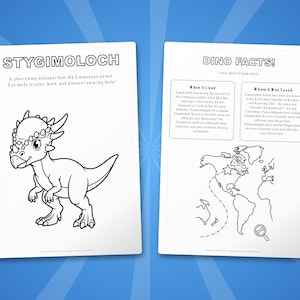 Stygimoloch Dinosaur Activity Bundle | Printable Coloring Pages, Worksheets (PDF) image 5