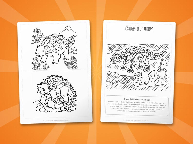 Nodosaurus Dinosaur Activity Bundle | Coloring Pages, Worksheets, Facts (PDF) image 7