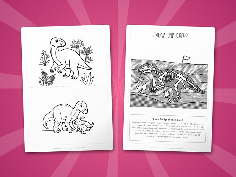 Iguanodon Dinosaur Activity Bundle | Printable Coloring Pages, Worksheets & Facts for Kids | Preschool Homeschool | Instant PDF image 7