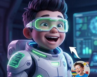 Custom 3D Astronaut Portrait | Personalized Kids Space Art (Digital)