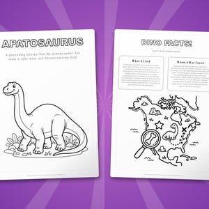 Apatosaurus Dinosaur Activity Bundle | Printable Coloring Pages, Worksheets & Facts for Kids | Preschool Homeschool | Instant PDF image 5