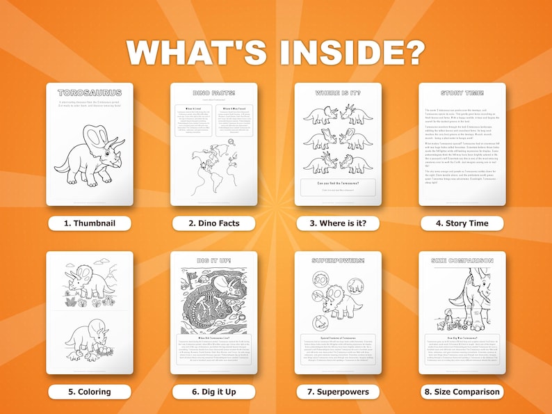 Torosaurus Dinosaur Activity Bundle | Coloring Pages, Worksheets, Facts (PDF Download) image 2