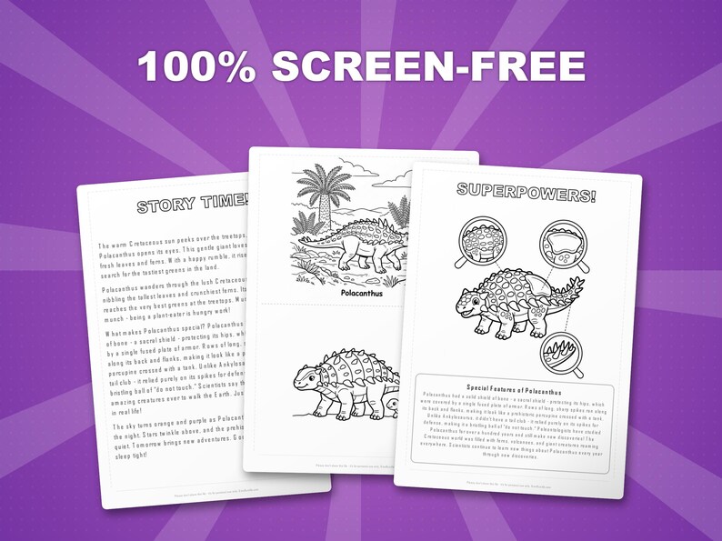Polacanthus Dinosaur Activity Bundle | Coloring Pages, Worksheets, Facts (PDF Download) image 3