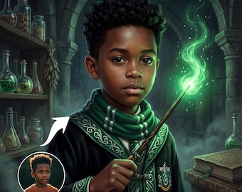 Custom Wizard Child Portrait | Moody Magic Student Avatar (Digital)