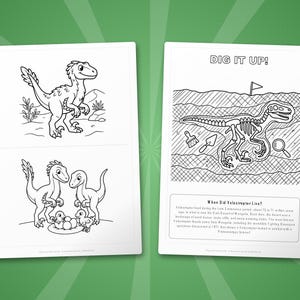 Velociraptor Dinosaur Activity Bundle | Coloring Pages, Worksheets, Facts (PDF Download) image 7