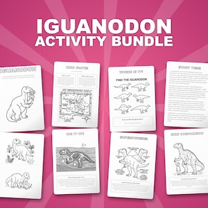 Iguanodon Dinosaur Activity Bundle | Printable Coloring Pages, Worksheets & Facts for Kids | Preschool Homeschool | Instant PDF image 1