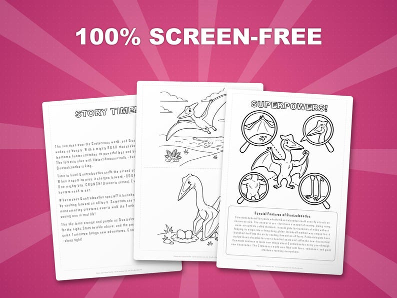 Quetzalcoatlus-activiteitenbundel dinosaurus | Kleurplaten, werkbladen, feiten (pdf-download) afbeelding 3