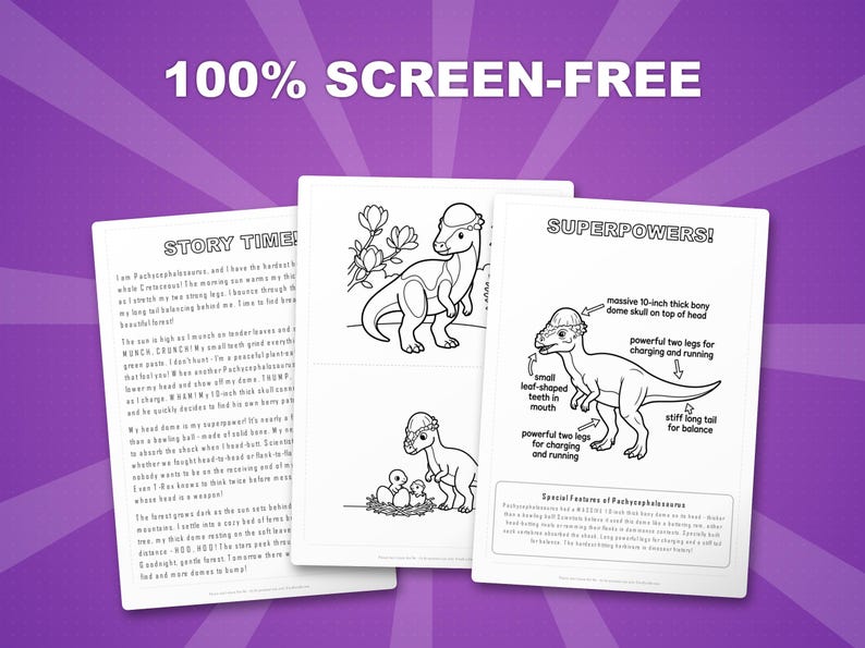 Pachycephalosaurus Dinosaur Activity Bundle | Coloring Pages, Worksheets, Facts (PDF) image 3