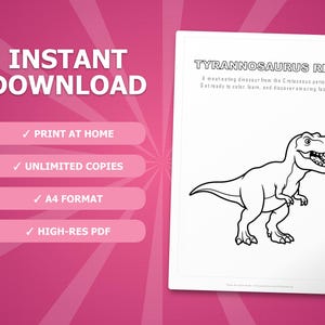 Tyrannosaurus Rex Activity Bundle | Coloring Pages, Worksheets, Facts (Instant PDF) image 4