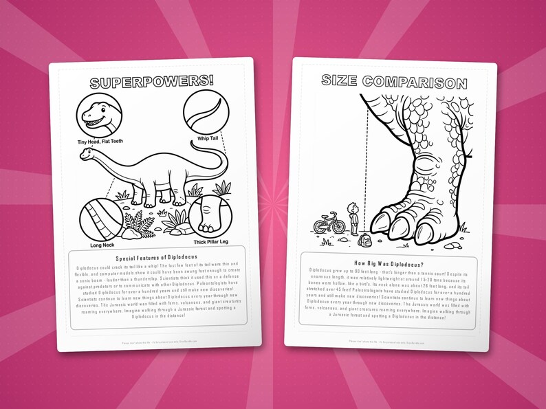 Diplodocus Dinosaur Activity Bundle | Coloring Pages, Worksheets, Facts (PDF Download) image 8