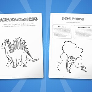 Amargasaurus Dinosaur Activity Bundle | Printable Coloring Pages, Worksheets & Facts for Kids | Preschool Homeschool | Instant PDF image 5