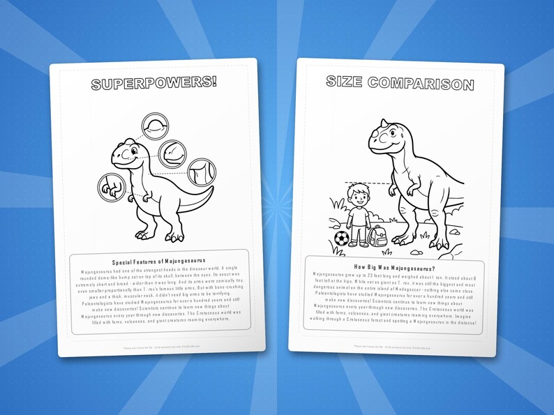 Majungasaurus Dinosaur Activity Bundle | Coloring Pages, Worksheets, Facts (PDF Download) image 8