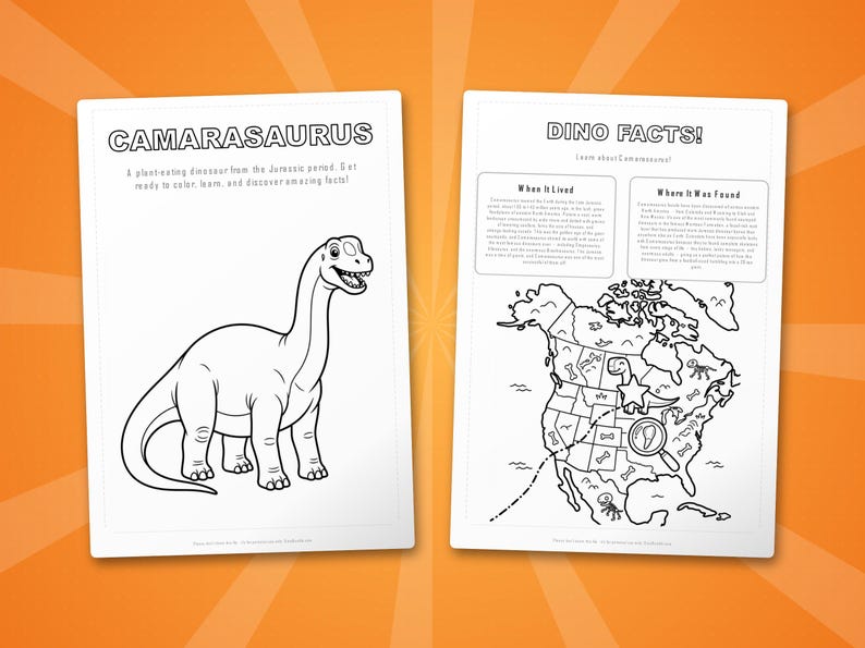 Camarasaurus Dinosaur Activity Bundle | Coloring Pages, Worksheets, Facts (PDF Download) image 5
