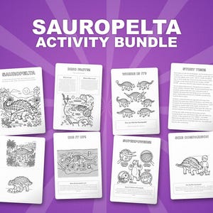Sauropelta Dinosaur Activity Bundle | Coloring Pages, Worksheets, Facts (PDF Download) image 1