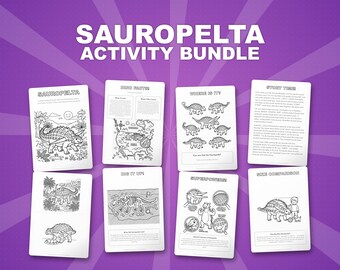 Sauropelta Dinosaur Activity Bundle | Coloring Pages, Worksheets, Facts (PDF Download)