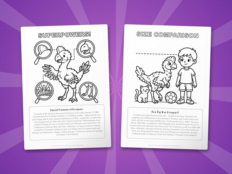 Oviraptor Dinosaur Activity Bundle | Coloring Pages, Worksheets, Facts (PDF Download) image 8