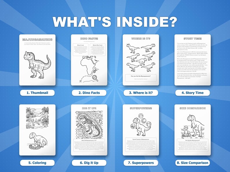 Majungasaurus Dinosaur Activity Bundle | Coloring Pages, Worksheets, Facts (PDF Download) image 2