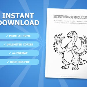 Therizinosaurus Dinosaurier Aktivität Bündel | Vorschule, Ausmalbilder, Arbeitsblätter (PDF) Bild 4