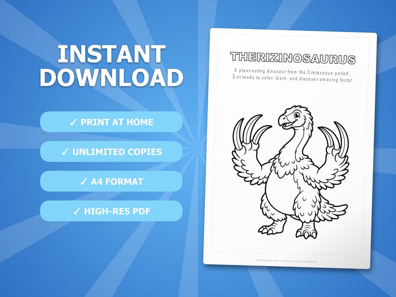 Therizinosaurus Dinosaurier Aktivität Bündel | Vorschule, Ausmalbilder, Arbeitsblätter (PDF) Bild 4